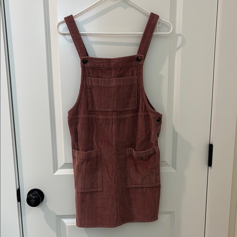 Corduroy Pinafore Dress in Rust